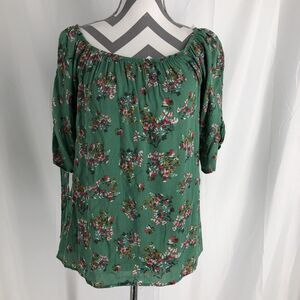 Vine & Love Green Floral Off Shoulder Top Size Small